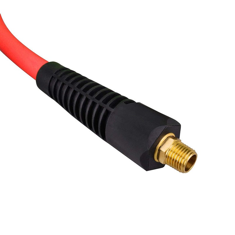 DYNAMIC POWER 3/8" x 50' Rubber Air Hose - 300 PSI - Assembly with 1/4" Male Pipe Thread Fittings & Bend Restictors (Red) - Image 3